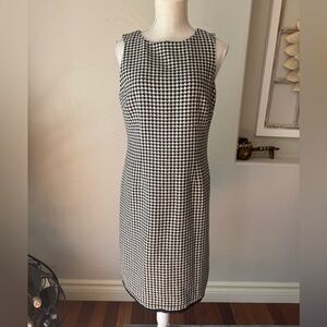 Ann Taylor LOFT Womens Black and White Tweed Wool Blend Sheath Midi Dress Size 6